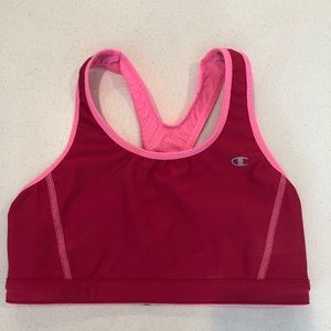 Pink retro champion sports bra